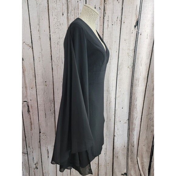 Dalia MacPhee Women's Size 4 Black Sheer Caped Long Sleeve Sheath Dress $260 NEW - Picture 6 of 15